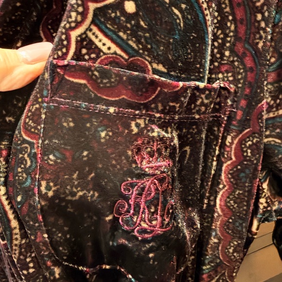 Ralph Lauren Black and Purple Velvet Robe - Picture 4 of 5